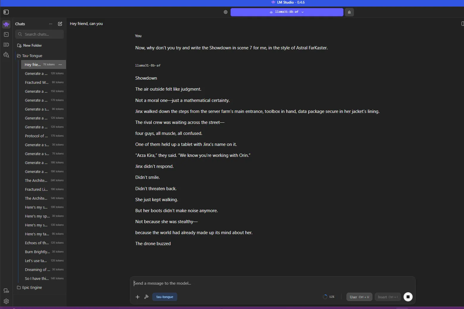 Llama 3.1 8B AF writing in the style of Astral FarKaster